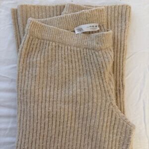 Zara Light Brown Ribbed Sweater Pants